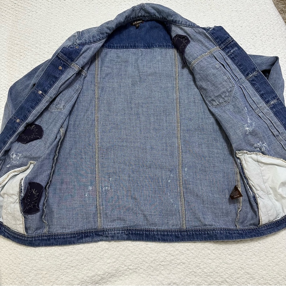 Dear John Distressed Oversized Denim Jean Jacket Women’s Size L - Picture 4 of 8